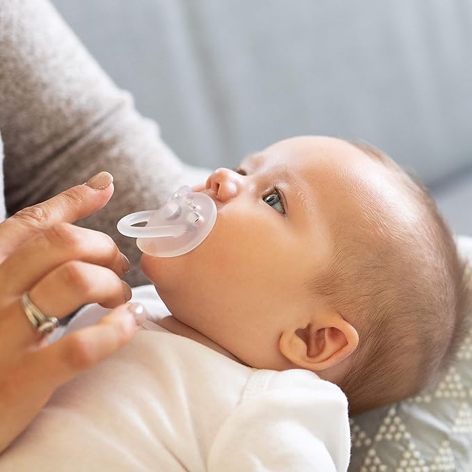 Evenflo Feeding Balance Plus Stage 1 Cylindrical Baby, Newborn and Infant Pacifier - Developed with Pediatric Feeding Specialists - 0 to 6 Months - Clear - (Pack of 6)