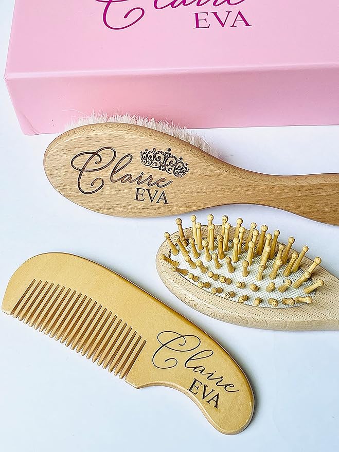 Personalized Wooden Baby Brush Set | Wooden Baby Brush and Comb Set| Personalized Baby Gift | Personalized Baby Gift Girls Girls | Princess Crown
