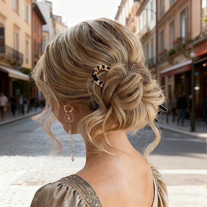 4PCS Prestige French Hair Pins - Serrated Anti-Slip Design, Curved Angle for Better Head Fit, New Elegant Hair Accessories for Women, Suitable for All Hair Types
