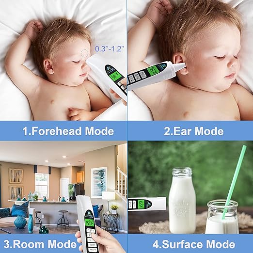 Amplim CA1 and F1 Infrared Thermometer Bundle - Non Contact Digital Forehead Thermometer for Adults, Kids, Baby Head Fever. Contactless, Touchless, No Touch, Instant Read IR Temporal/Ear Temperature