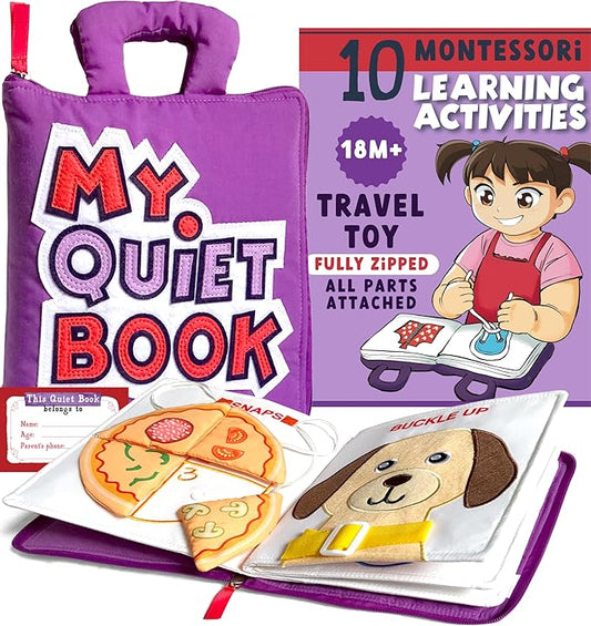 BAVY My Quiet Book - Toddler Travel Car Plane Airplane - No Parts to Get Lost - Activity Montessori Board Book, Travel Toys for Toddlers 1-3, Gifts for 1 2 3 4 Year Old, Birthday Gifts Toys Age 2-4