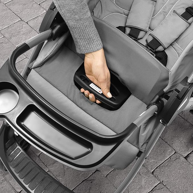 Chicco Mini Bravo Plus Travel System, Mini Bravo Plus Stroller with KeyFit 30 Infant Car Seat and Base, Slate/Grey