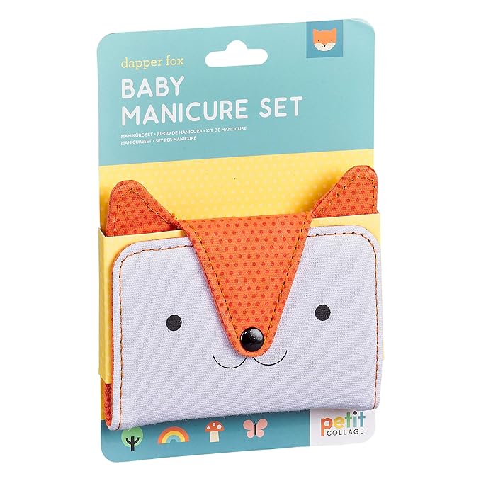 Petit Collage Baby Nail Kit – Includes Baby Nail Clippers, Scissors, and Nail File – Includes a Fox-Shaped Pouch Measures 7” x 4.5” x 0.25” – Ideal for On-The Go