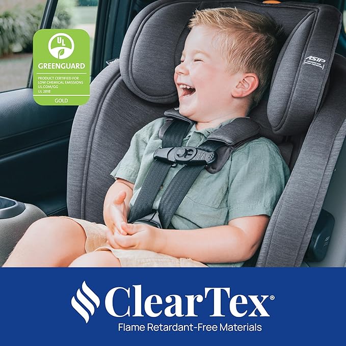 Chicco OneFit Max ClearTex All-in-One Car Seat with LeverLock Installation, Slim Design, Convertible Car Seat, Seat for Infants and Children 5-100 lbs, Energy/Black