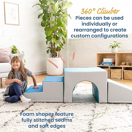 ECR4Kids SoftZone Lincoln Tunnel Climber, Toddler Playset, Contemporary, 9-Piece