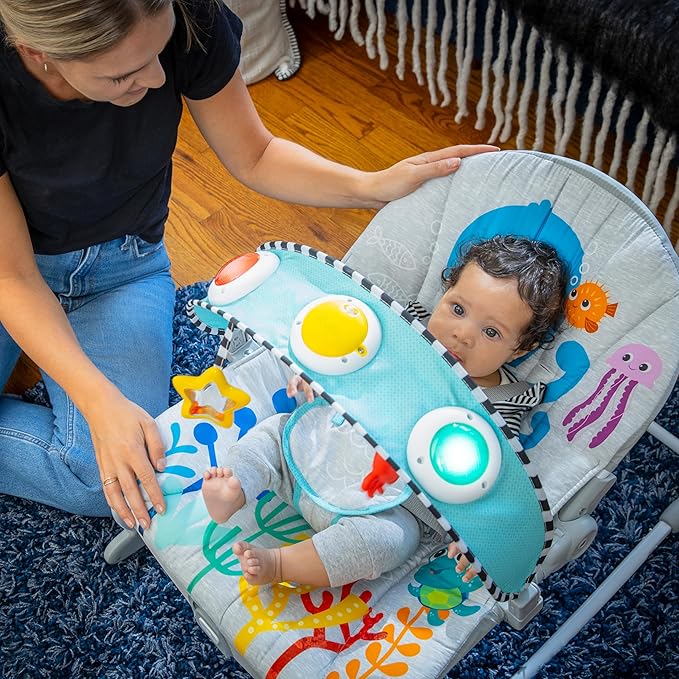 Baby Einstein Ocean Explorers Kick to It Opus Musical Infant to Toddler Rocker, Baby Chair, Baby-Activated Music and Lights, Ages 0-30 Months