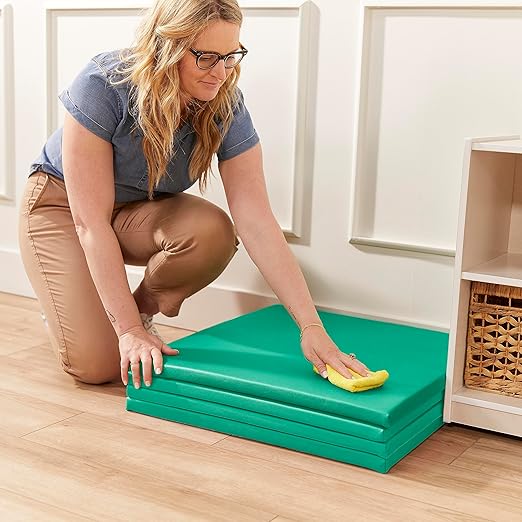 ECR4Kids SoftZone Play Patch Activity Mat Squares, Modular Playmat, Emerald, 4-Pack
