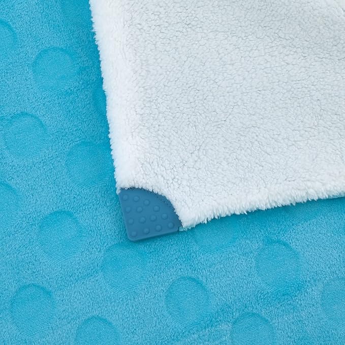 Sassy Baby Eli Elephant Aqua, Multi-Colored Super Soft Sherpa Baby Blanket with Teether Corners