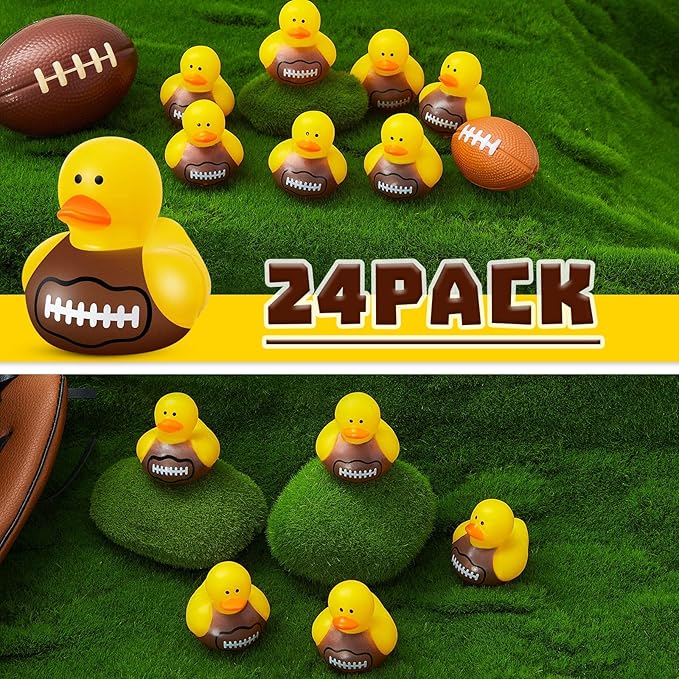 Deekin Rubber Ducks 2 Inch Bulk Sport Party Favors for Team Events Decorations Birthday Party Supplies Club Player Gift(24 Pcs,Football)