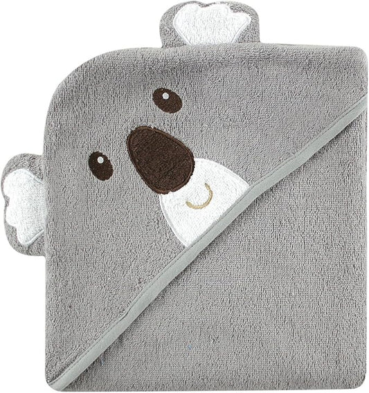 Luvable Friends Unisex Baby Cotton Animal Face Hooded Towel, Koala, One Size