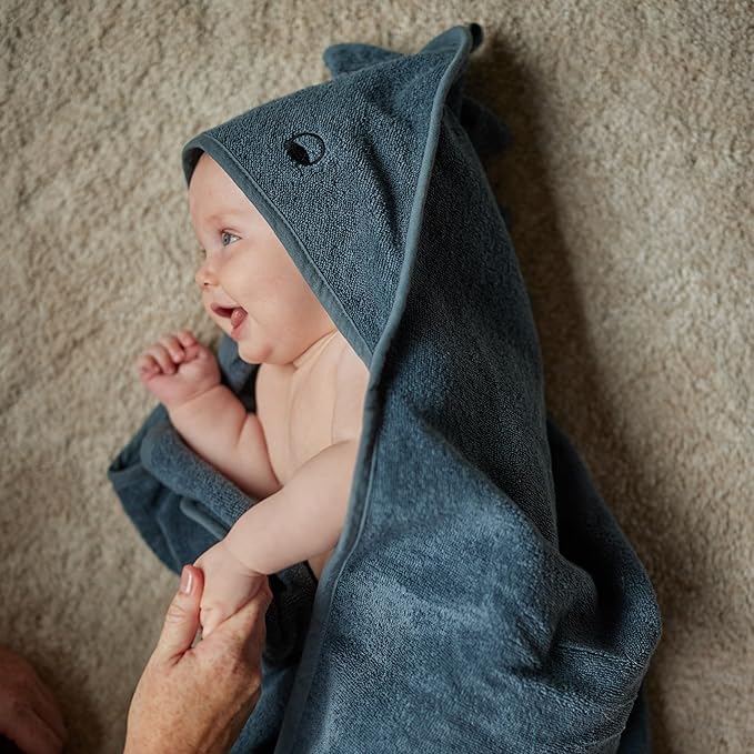 Hooded Baby Towels - 100% Organic Cotton Baby Bath Towels for Baby Boy 32" x 32" Super-Soft and Absorbent Baby Towels for Newborn (Dino - Tradewinds)