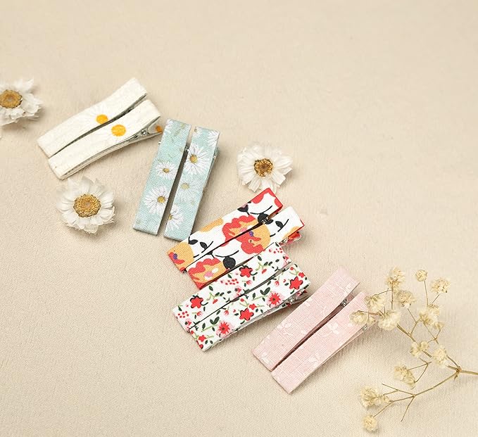 FANCY CLOUDS Hair Clips for Girls Women Toddler Baby,Assorted 20Pcs Flower Fabric Fully Lined Small Alligator Clips Hair Accessories for Teens Child Kids Gifts