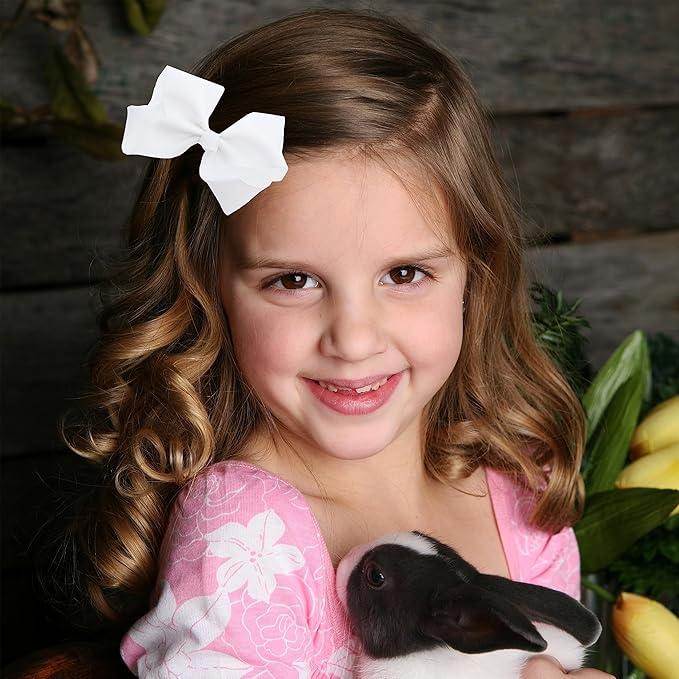 3 Inch Grosgrain Bow for Little Girls- Set of 2 (Taupe)