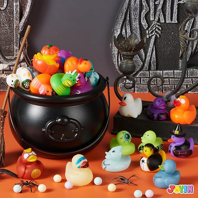 JOYIN 24 PCS Halloween Rubber Ducks, Halloween Ducks Toys for Trick or Treating Goodie Bag Fillers, Bathtub Toys Duckies for Halloween Party Favors Decorations, School Classroom Game Prizes