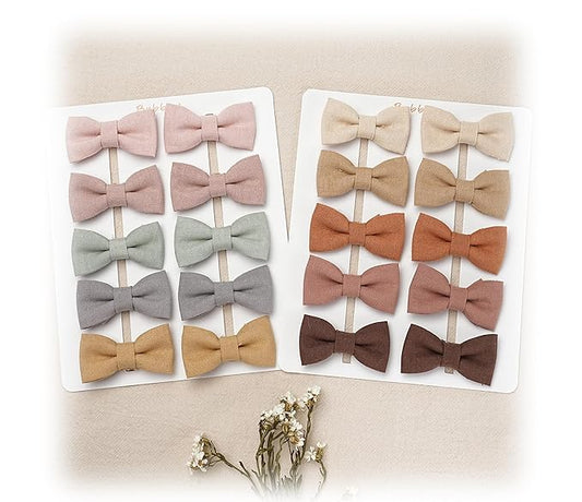 FANCY CLOUDS Baby Hair Clips with Baby Girl Bows,20pc Boutique Handmade Fully Lined Hair Barrettes Hair Accessories for All Age Girls Toddlers Infants