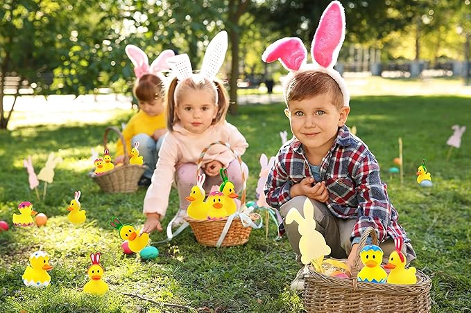 The Dreidel Company Happy Easter Rubber Duck Toy Bunny Rabbit Duckies for Kids Easter Eggs, Bath Birthday Gifts Baby Showers Summer Beach and Pool Activity, 2" (800-Pack)