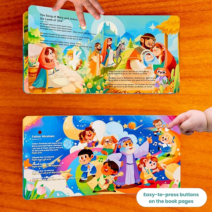 GO GO Bible Heroes Stories Songs Sound Book with 8 Songs, Singing Toy, Sound Play for Ages 1-5, Musical Learning, and Interactive Bible Gift for Kids, Bible for Toddlers 1-3