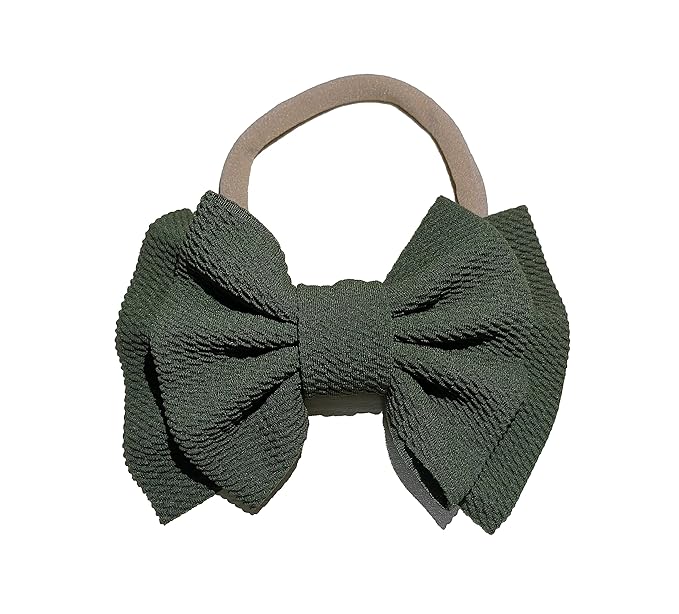 Baby Girl's 5 Inches Soft Double Bow-knot Nylon Headband Toddler Headdress for Photography Party Festivals (Army Green)