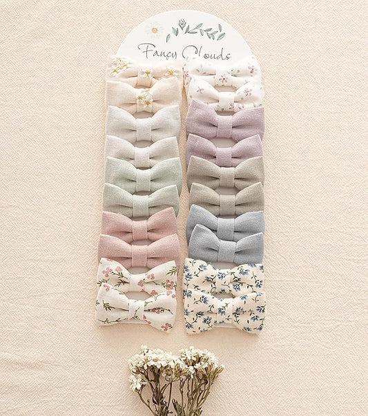 Baby Hair Clips with Bows for Girls,20pc Handmade Fully Lined Hair Barrettes,Hair Accessories for All Age Girls Toddlers Infants kids Gifts