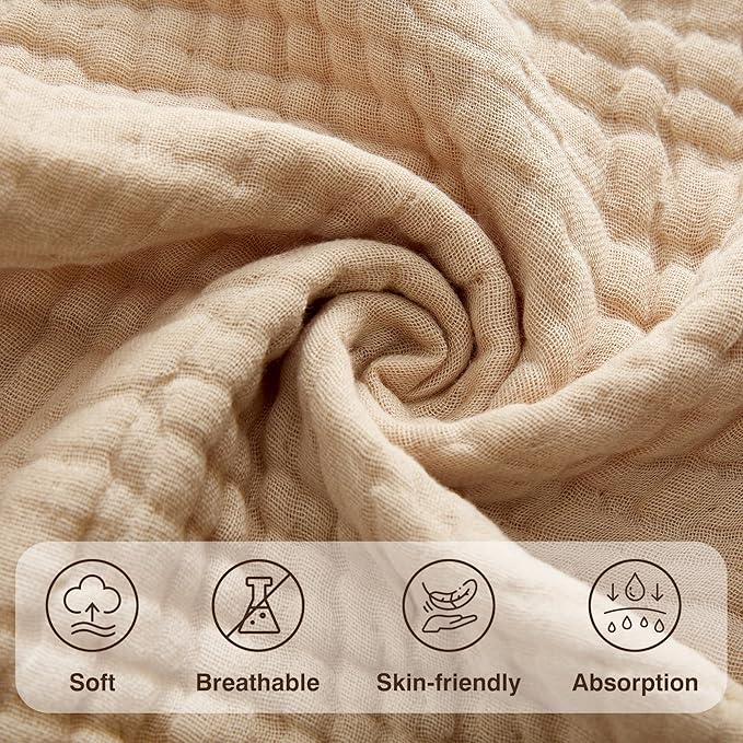 6-Pack Baby Washcloths & Long Towels, 100% Cotton Muslin Face Towels for Baby & Mom, Ultra-Soft Newborn Essentials with Gift Box, for Boys & Girls (Woodland Starry Night Series)