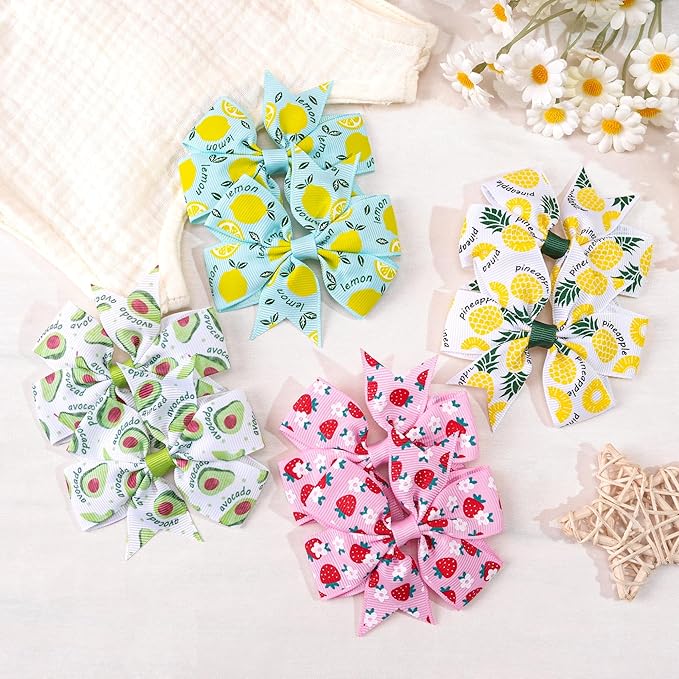 CÉLLOT 40Pcs 3 Inch Boutique Grosgrain Ribbon Pinwheel Hair Bows Alligator Clips For Girls Toddlers Accessories Teens Gifts In Pairs(Fresh Color)