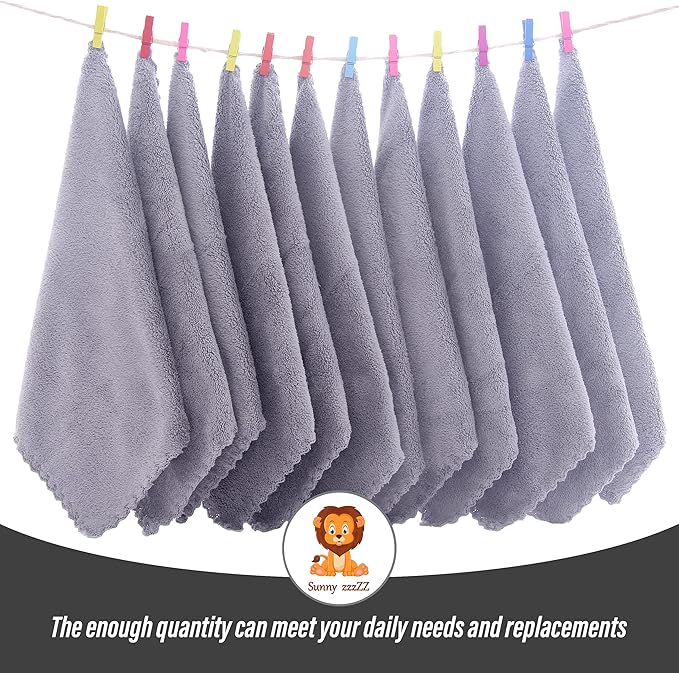 Sunny zzzZZ Ultra Soft 24 Pack Baby Washcloths - 10x10 Inches - Coral Fleece Extra Absorbent Wash Clothes for Babies, Infants and Toddlers - Sensitive Skin and Newborn - Ideal Baby