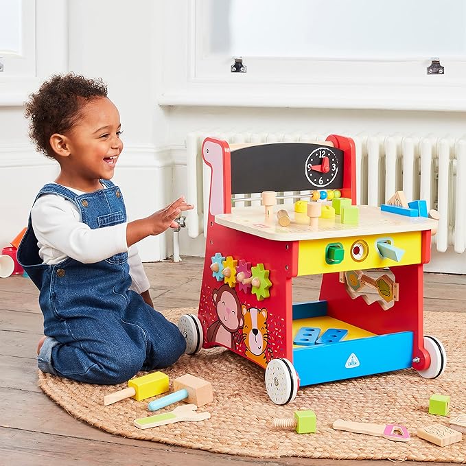 Early Learning Centre Wooden Activity Workbench, Imaginative Play, Hand Eye Coordination, Physical Development, Kids Toys for Ages 12 Month, Amazon Exclusive