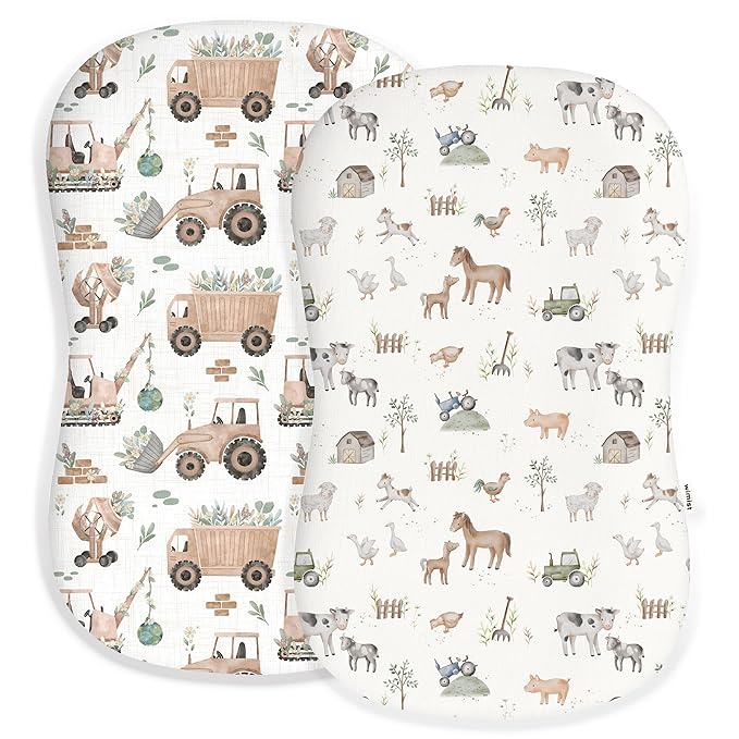 Baby Lounger Cover for Boys and Girls, Soft Breathable Polyester Cover, Fits Most Lounger Pillows, Cute Patterns, Durable and Machine Washable (Little Farm, Envelope)