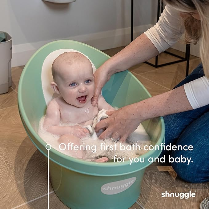 Shnuggle Newborn Baby Bath | Built in Support Bump and Soft Backrest | Suitable from Newborn | Bath Seat Support Includes Plug | Blossom Pink