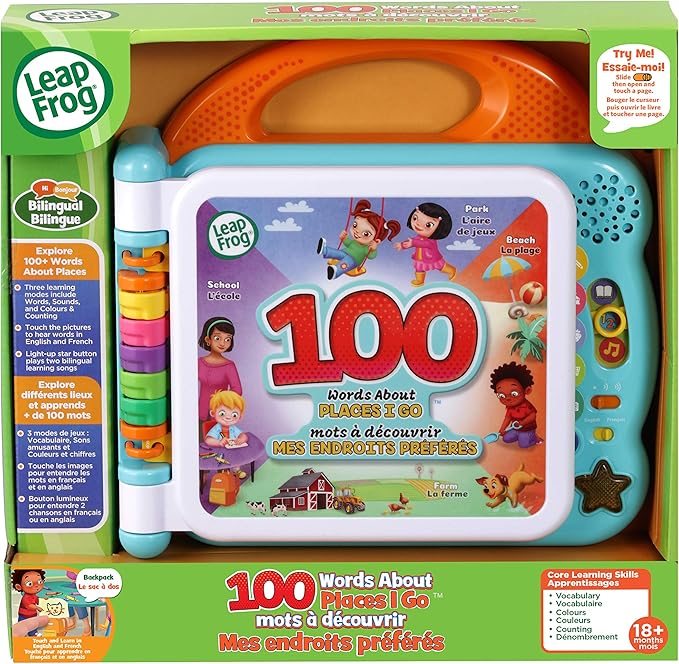 Askshy Leapfrog 100 Words About Places I Go Book (Bilingual English-French)