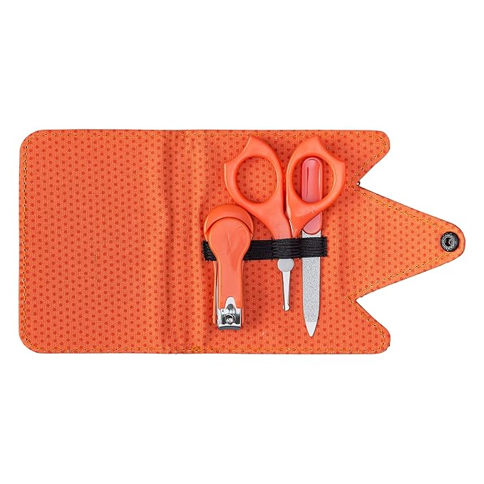 Petit Collage Baby Nail Kit – Includes Baby Nail Clippers, Scissors, and Nail File – Includes a Fox-Shaped Pouch Measures 7” x 4.5” x 0.25” – Ideal for On-The Go