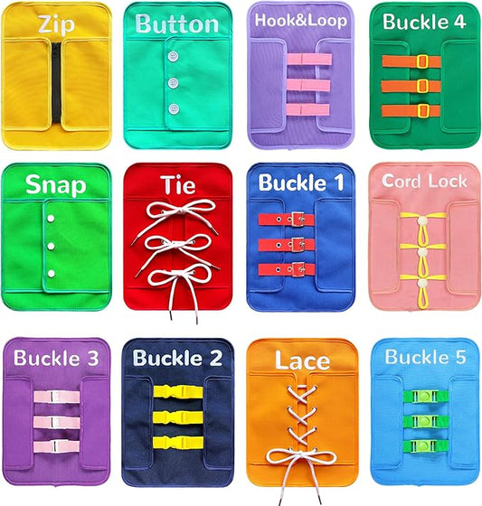 Toddlers Busy Board Montessori Toys for 3 Years Old Girls Boys Birthday Gifts, 12-in-1 Sensory Developmental Toys Educational Activities for Preschool Learning Fine Motor Skills