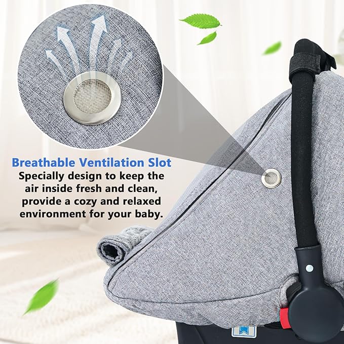 Fairy Baby Winter Car Seat Cover for Baby Carseat with Mesh Window(Grey),Infant Warm&Cozy Car seat Covers Baby for Travel, Waterproof CarSeat Cover for Babies.