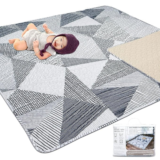 TANOSHII Baby Play Mat for 50"x50" Playpen, Machine Washable Kids Mat, Cotton,Foldable Crawling Mat for Floor,One-Piece Crawling Mat Non Slip Baby Mat for Floor,Portable Travel Large Play Mats