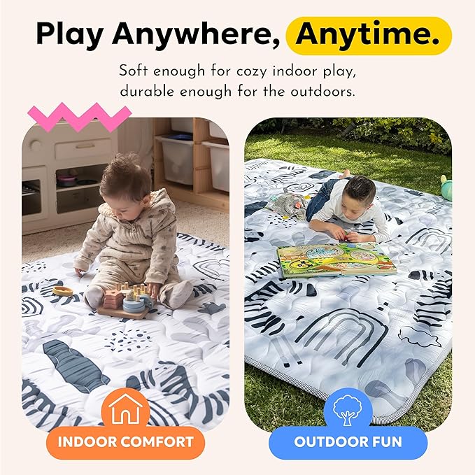 Miotetto Baby Mat for Floor, 50" x 50" Playpen Mat, Thick Soft Foam Padding Baby Play Mat, Portable Quilted playmat - Washable Baby Floor Play mat, Non-Slip Play Mat for Babies & Toddlers
