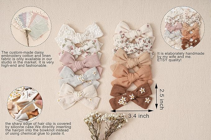 Hair Bows Clips for Girls,20 Pack Handmade Hair Accessories Barrettes Alligator Clips for Baby Toddler Infant School Gifts