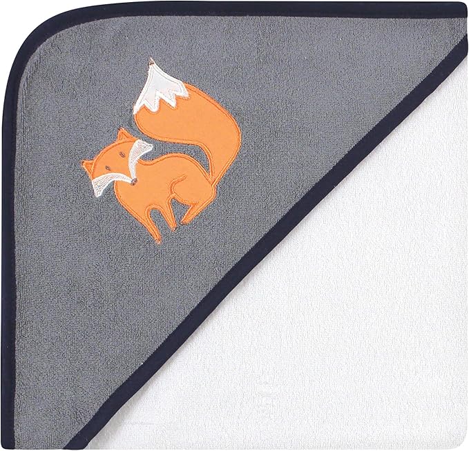 Hudson Baby Unisex Baby Cotton Rich Hooded Towels, Orange Fox, One Size