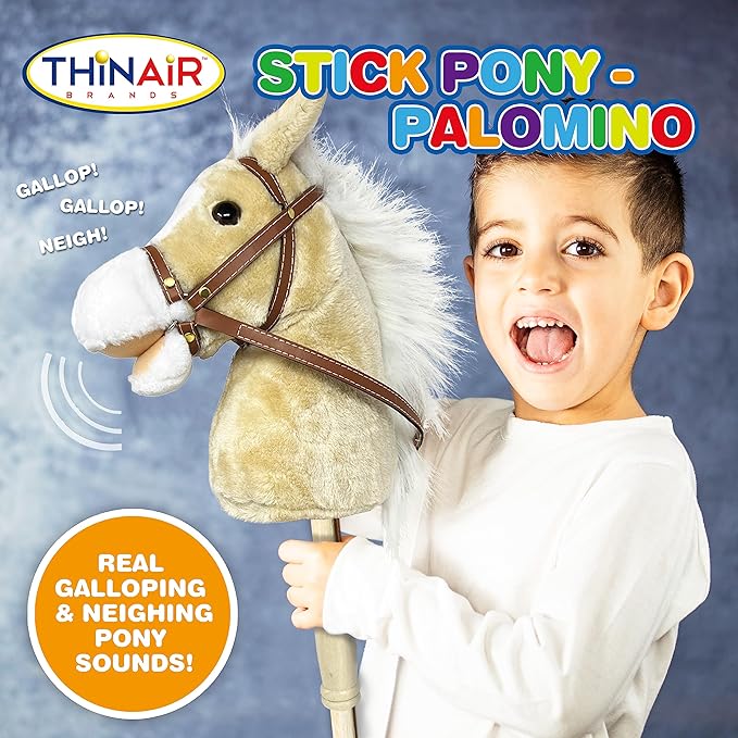 Nature Bound Stick Horse | Plush Handcrafted Hobby Horse Provides Fun Pretend Play for Toddlers & Preschoolers | Handsewn Head, Sturdy Wood Stick, Plus Neighing & Clip-Clop Sounds