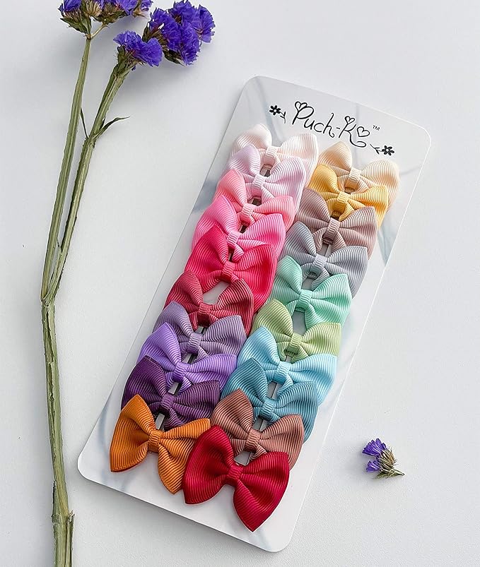 Baby Girl Hair Bow Clips for Newborns Infants Non Slip Fine Hair Tiny Barrettes (Rose)