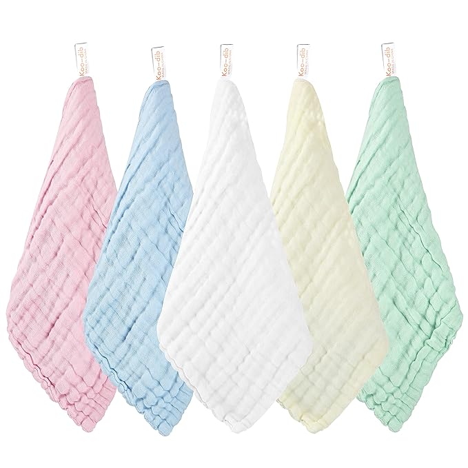 Soft Newborn Essentials - Muslin Washcloths & Towels for Sensitive Skin - 10 Pack, 10x10 Inches - Baby Register Shower Gift