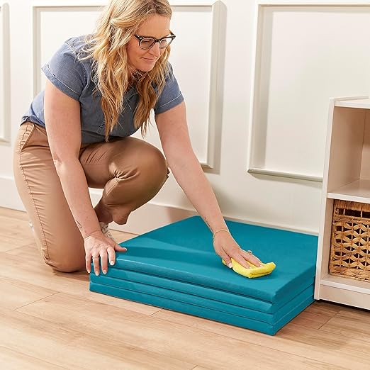 ECR4Kids SoftZone Play Patch Activity Mat Squares, Modular Playmat, Turquoise, 4-Pack