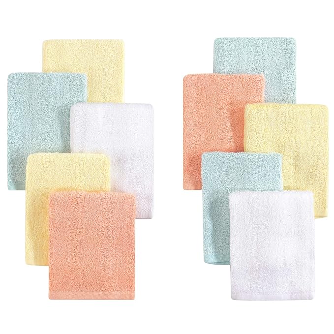 Little Treasure Unisex Baby Rayon from Bamboo Luxurious Washcloths, Yellow Peach 10-Pack, One Size