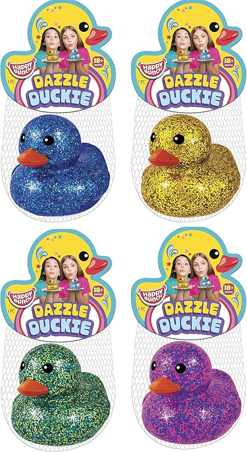 JA-RU Glitter Rubber Ducks 3 Inch (8 Glitter Ducks) – Colorful Assorted Rubber Ducks for Kids, Pool & Bath Toys, Stress Relief Toy, Classroom Prizes & Party Favors. 4343-8s