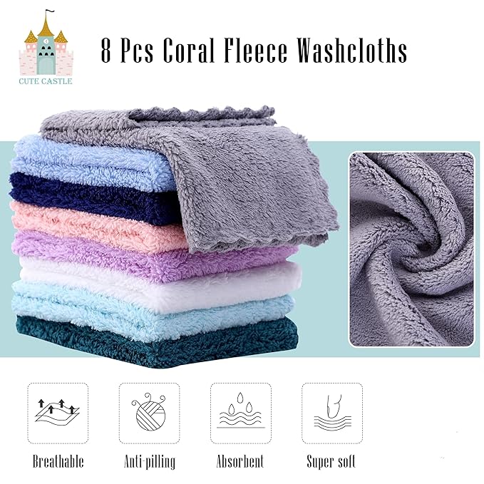 Cute Castle 2 Pack Hooded Baby Towel Rayon Made from Bamboo and 8 Washcloths - Lovely Elephant, Happy Bird