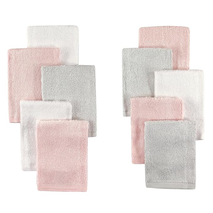 Little Treasure Unisex Baby Rayon from Bamboo Luxurious Washcloths, Light Pink Gray, One Size