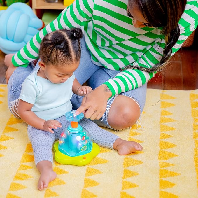 Bright Starts Press & Glow Spinner Cause and Effect Musical Baby Toy,Age 6 Months+,(Pack of 2)