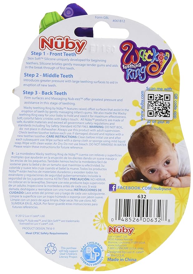 Nuby Wacky Teething Ring, Multicolor (Pack of 16)