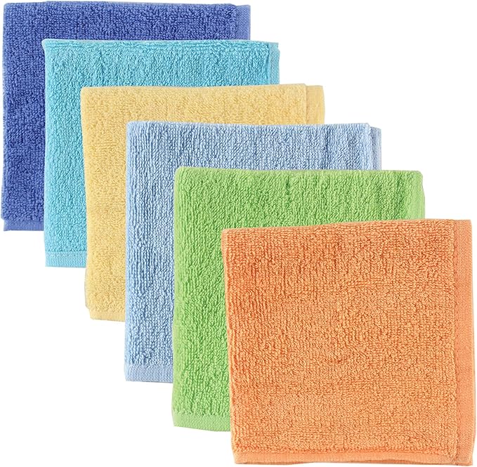 Luvable Friends Unisex Baby Super Soft Cotton Washcloths, Blue, One Size