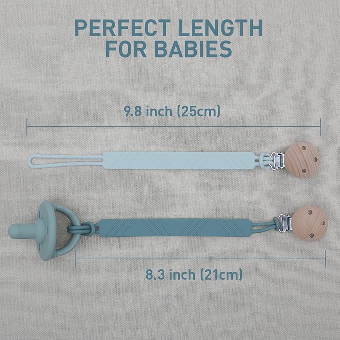 Silicone Pacifier Clip Holder for Baby Boy and Girl, Fits for Most Pacifier Teethers & Small Toys in Place, BPA Free (White+Black)