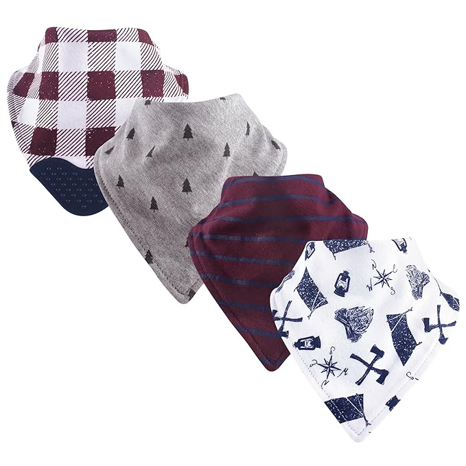 Yoga Sprout Bandana Bib with Teether, Happy Camper 4 Pack